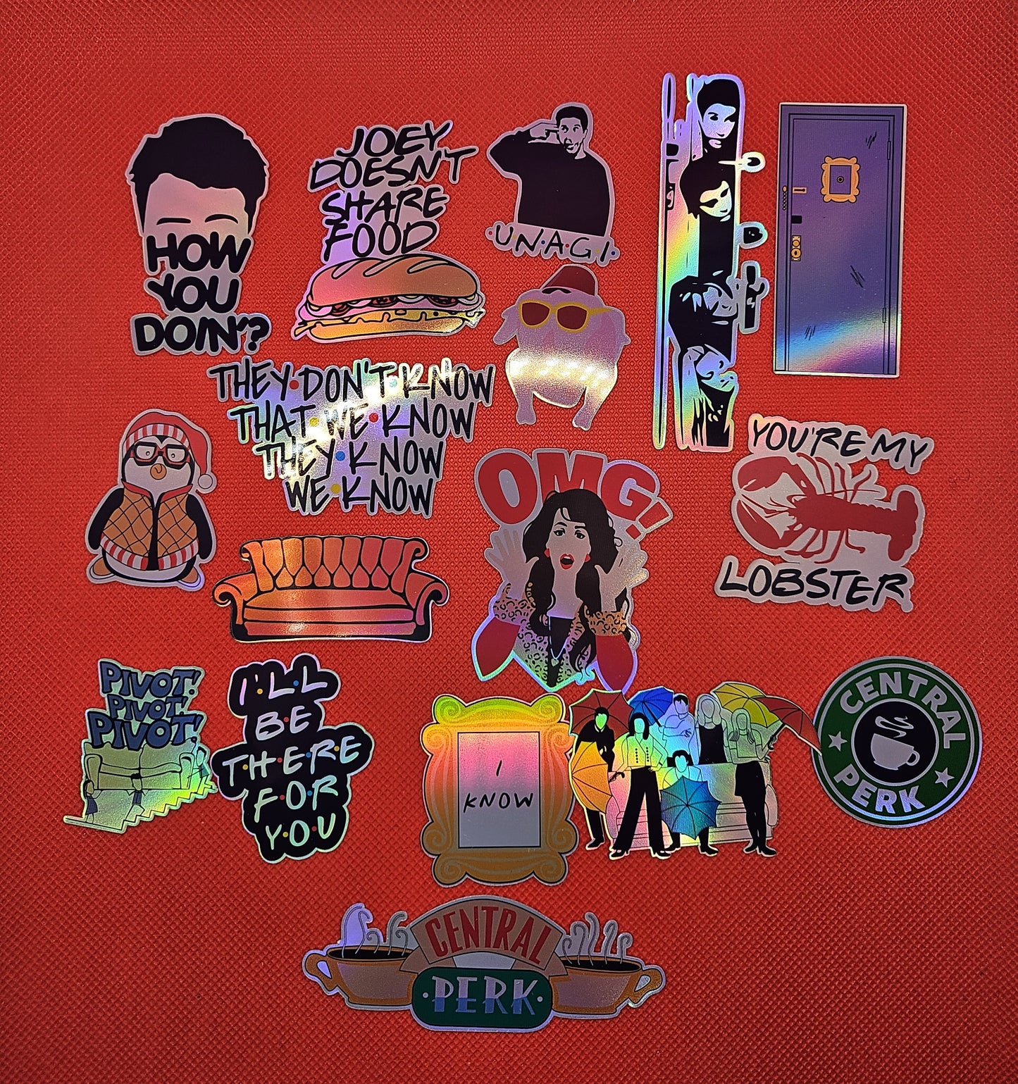 17 holographic stickers with tv show friends