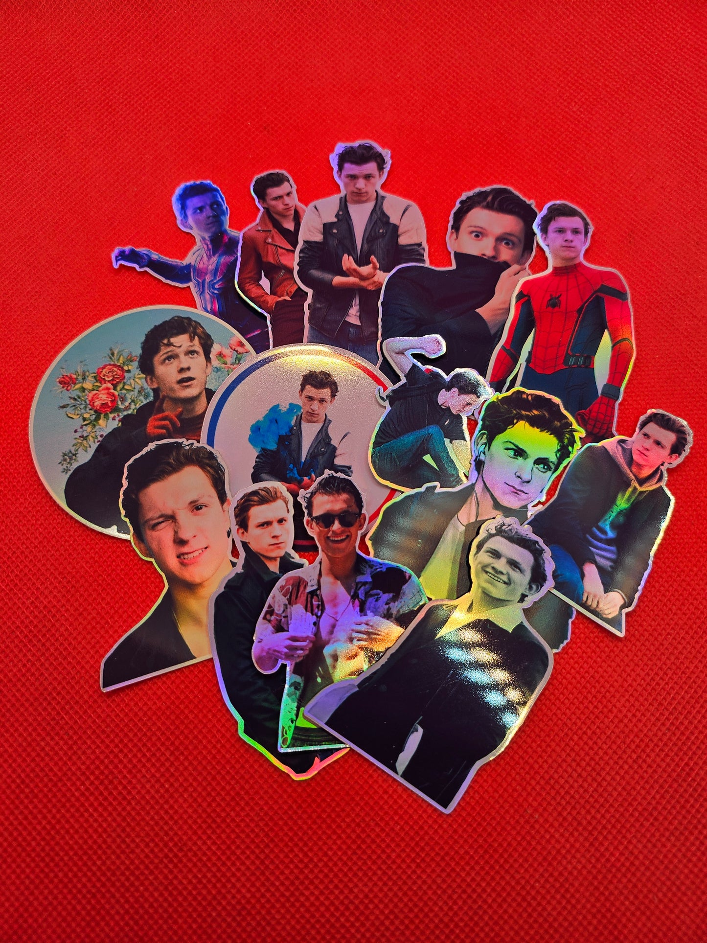 14 Holographic Tom Holland Stickers - Perfect for Fans & Collectors!