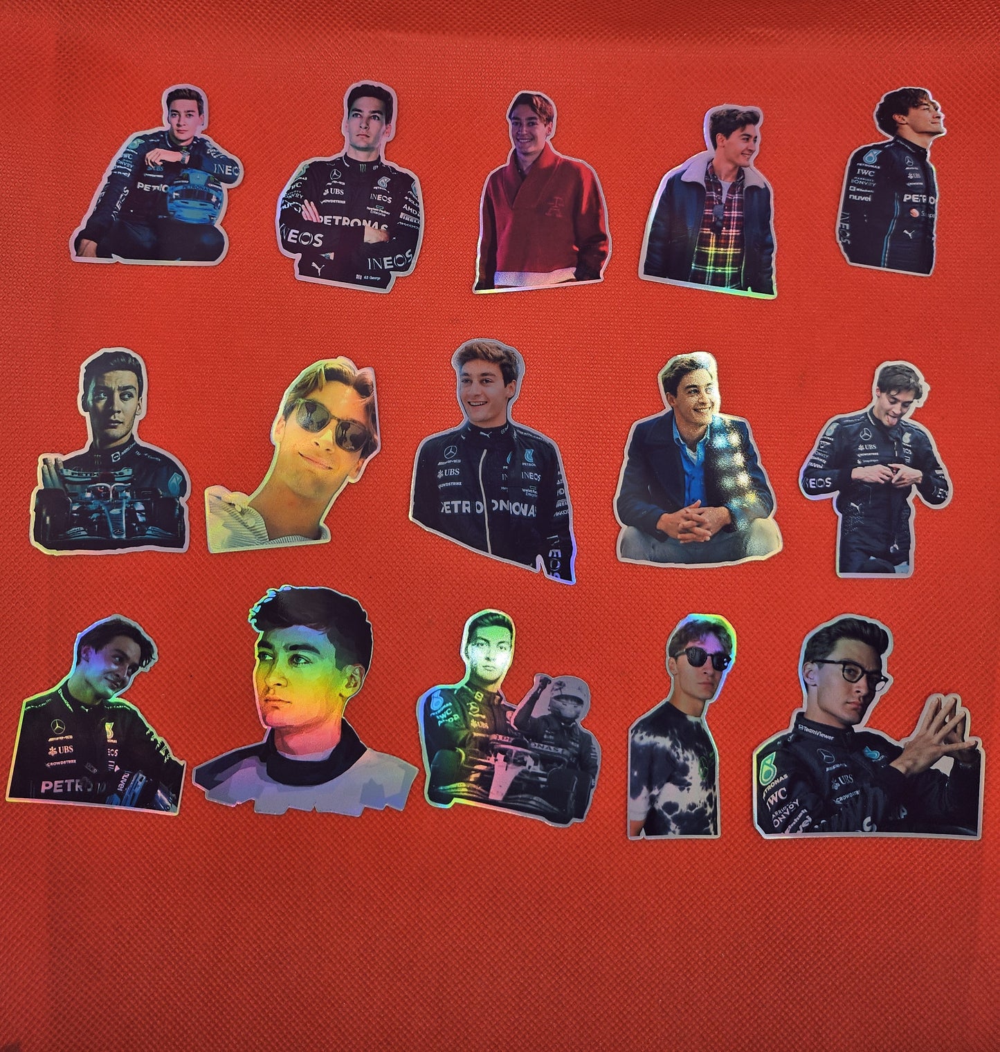 15 Holographic George Russell Stickers - A Must-Have for F1 Fans!