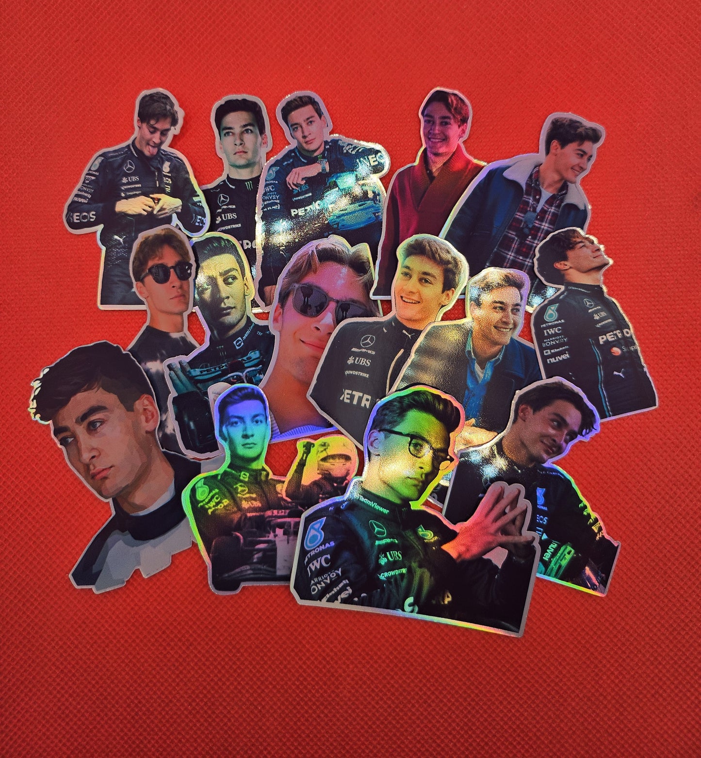 15 Holographic George Russell Stickers - A Must-Have for F1 Fans!