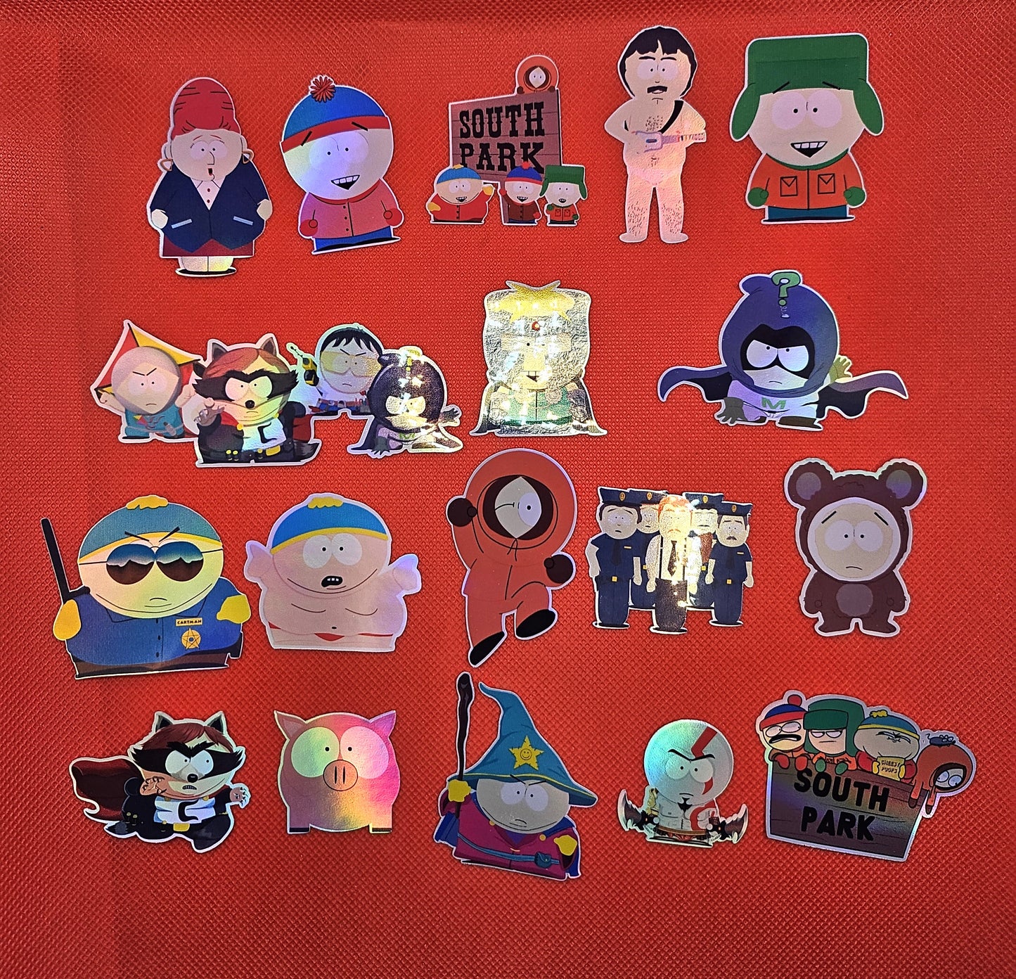 18 Holographic Stickers - South Park Inspired - High-Quality, Unique Designs