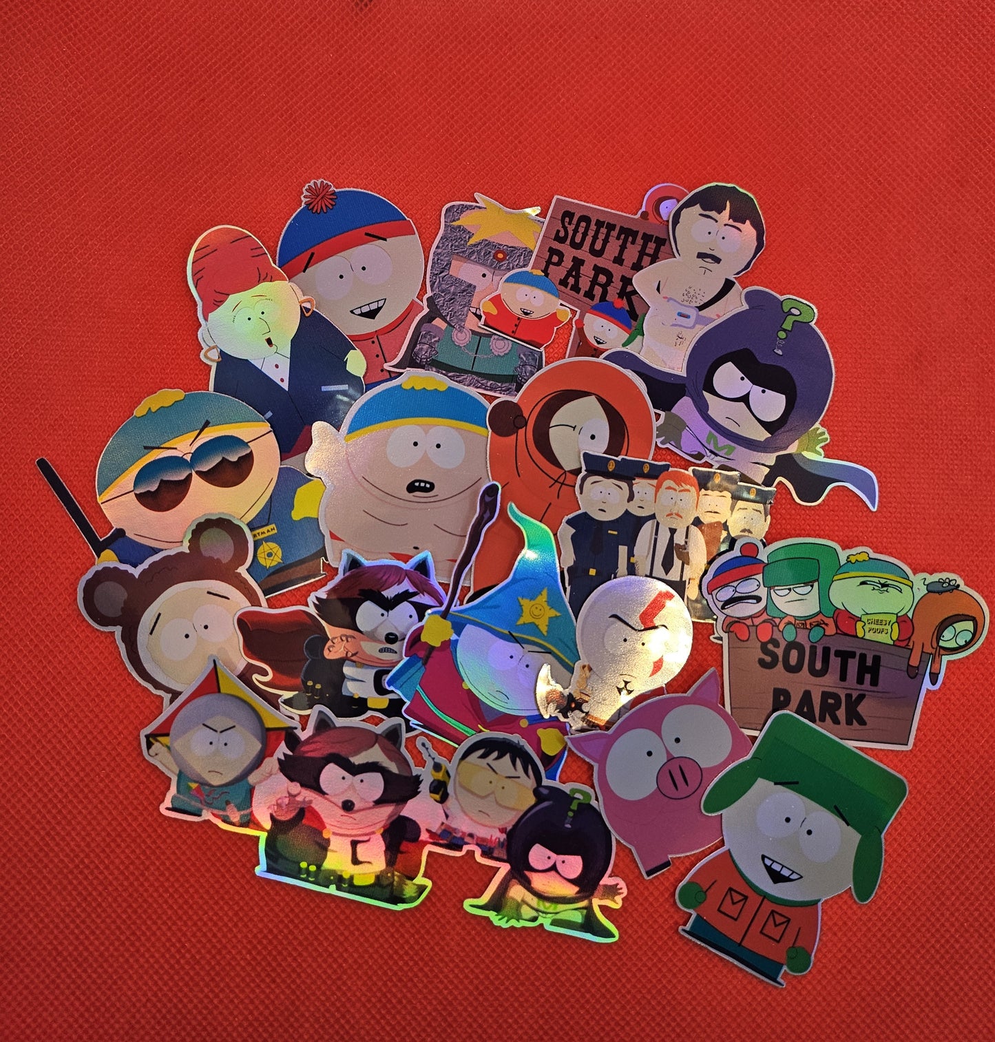 18 Holographic Stickers - South Park Inspired - High-Quality, Unique Designs