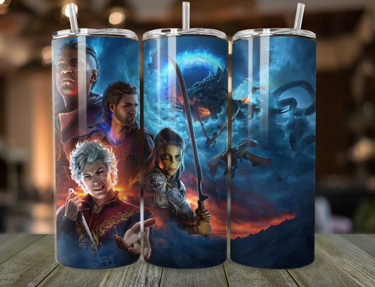 Baldur's Gate 20 oz tumbler with straw