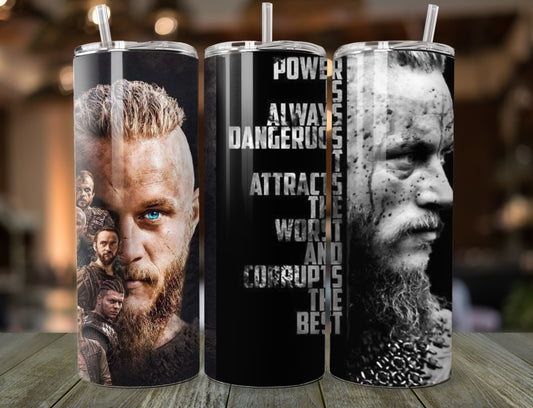 Custom "Vikings" Ragnar Lothbrok Tumbler – 20oz with straw