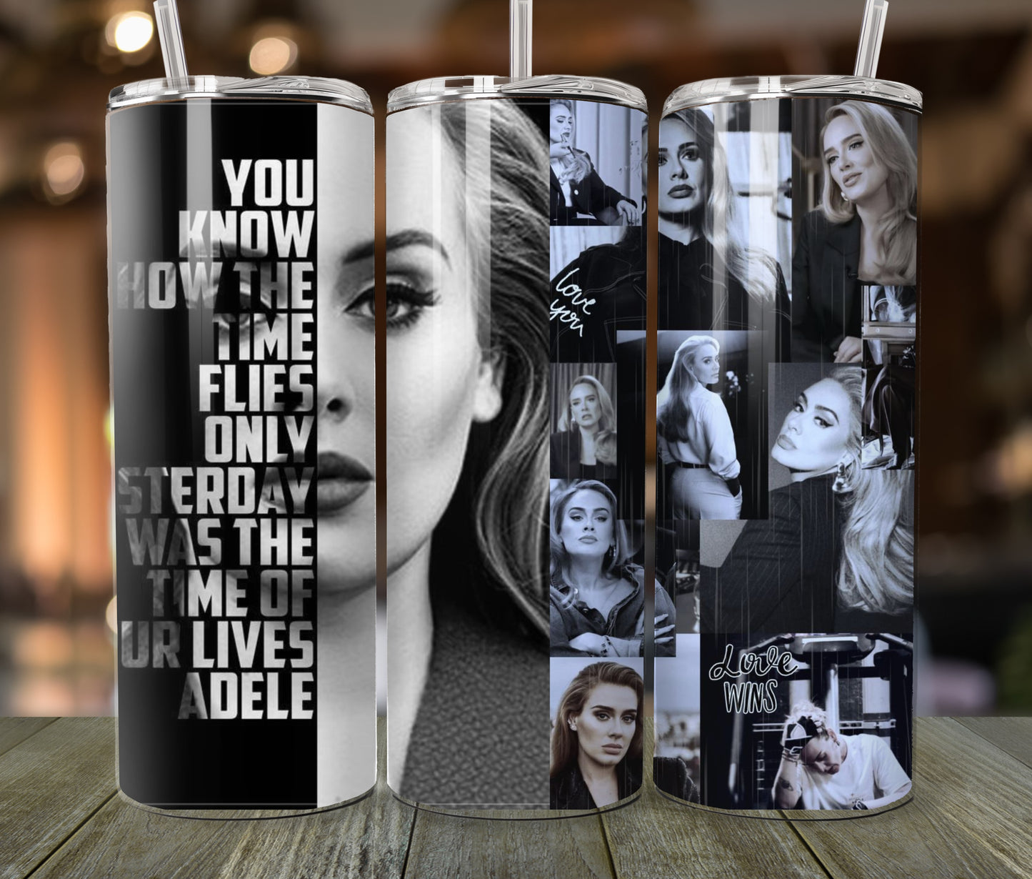 Custom Adele Stainless Steel Tumbler 20 oz with straw