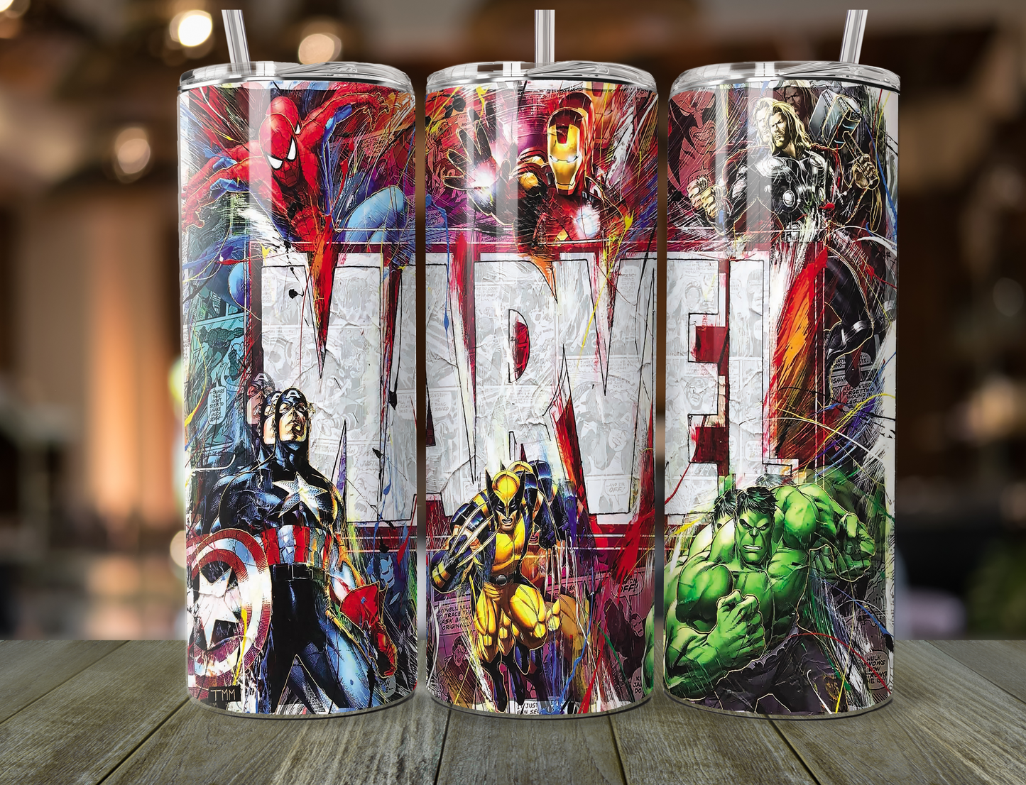 Marvel 20 oz tumbler with straw