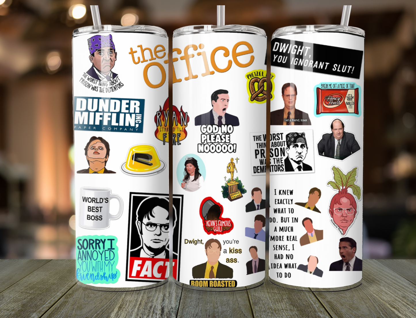 The Office-themed 20 oz tumbler with straw