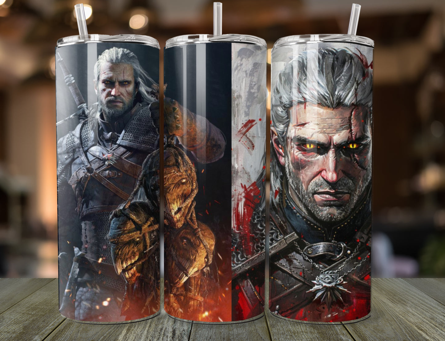 Custom The Witcher Geralt of Rivia 20oz Tumbler with Straw