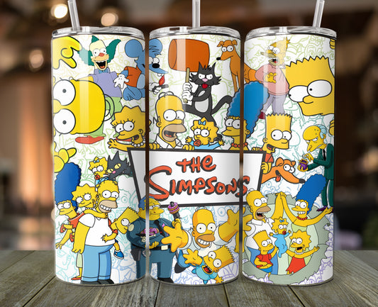 The Simpsons-Themed Stainless Steel Tumbler - 20oz Insulated with Lid & Straw