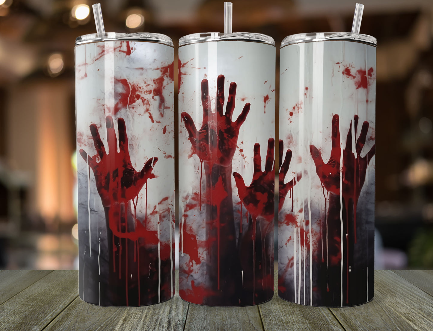 Zombie hands horror 20 oz tumbler with straw