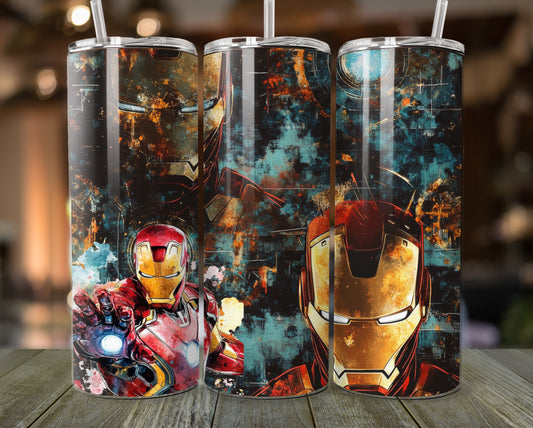 Iron Man-Themed Stainless Steel Tumbler - 20oz Insulated with Lid & Straw