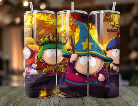 20 oz Stainless Steel Tumbler with Straw - South Park Inspired Design