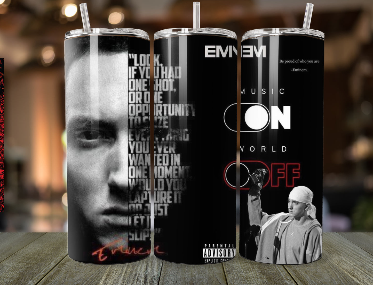 20 oz Tumbler with Straw – Eminem-Inspired Design – High-Quality Insulated Stain