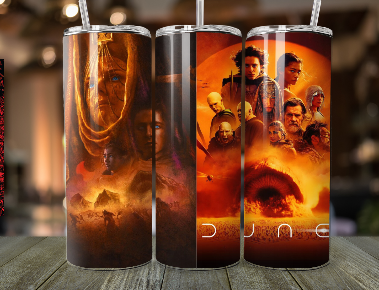 Custom Dune Stainless Steel Tumbler 20 oz with straw