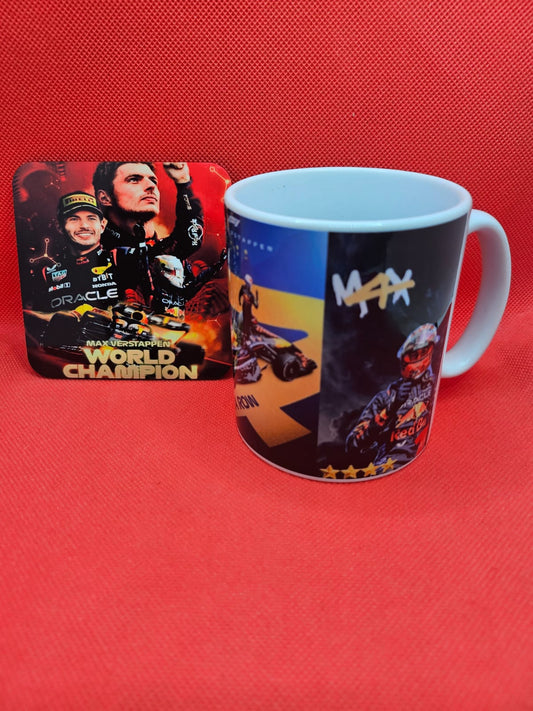 Max Verstappen Inspired 10oz Mug & Coaster Set – Perfect Gift for F1 Fans! 🏎️🏆