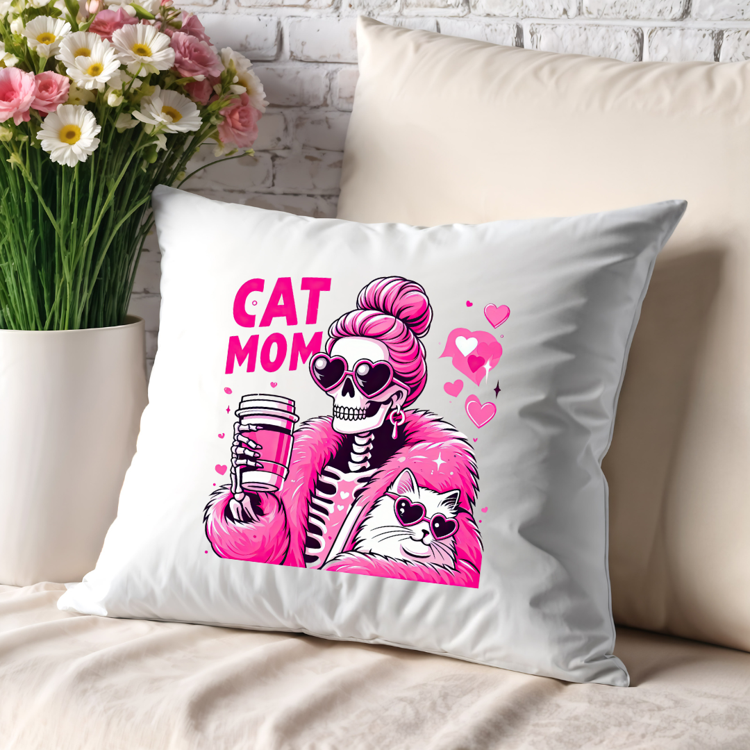 Cat Mom 40x40 cm Cushion Cover – Trendy & Stylish Canva Fabric Pillowcase