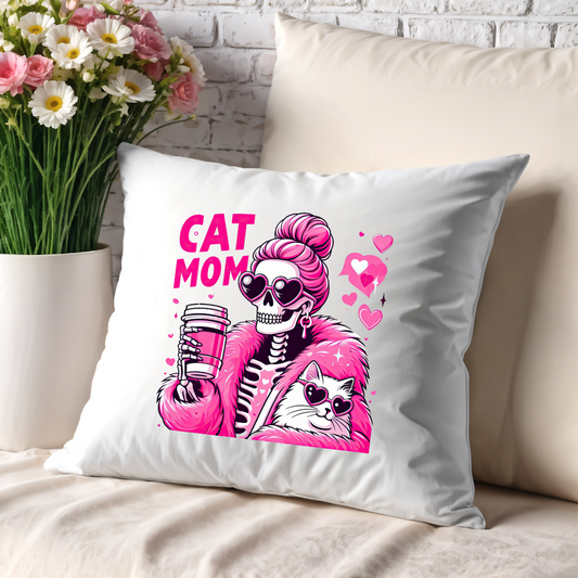 Cat Mom 40x40 cm Cushion Cover – Trendy & Stylish Canva Fabric Pillowcase