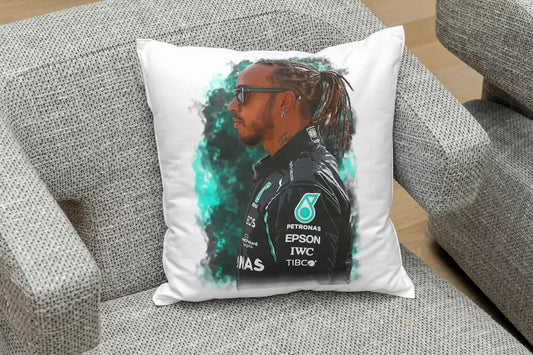 Lewis Hamilton Cushion Cover 40x40 cm – Formula 1 Racing Fan Gift