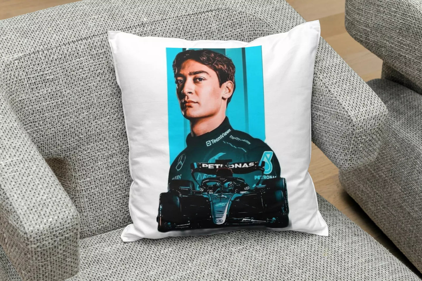 george russell Cushion Cover 40x40 cm – Formula 1 Racing Fan Gift