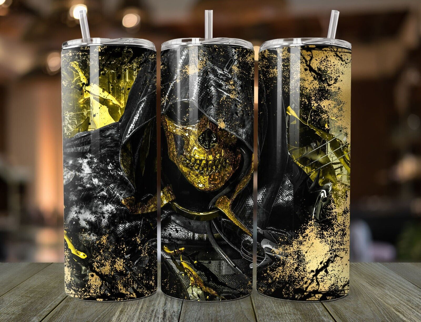 Skull Tumbler with Straw, 20 oz